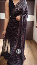 Sequined Chiffon Georgette Silk Saree With Blouse-ISKWSR26038982