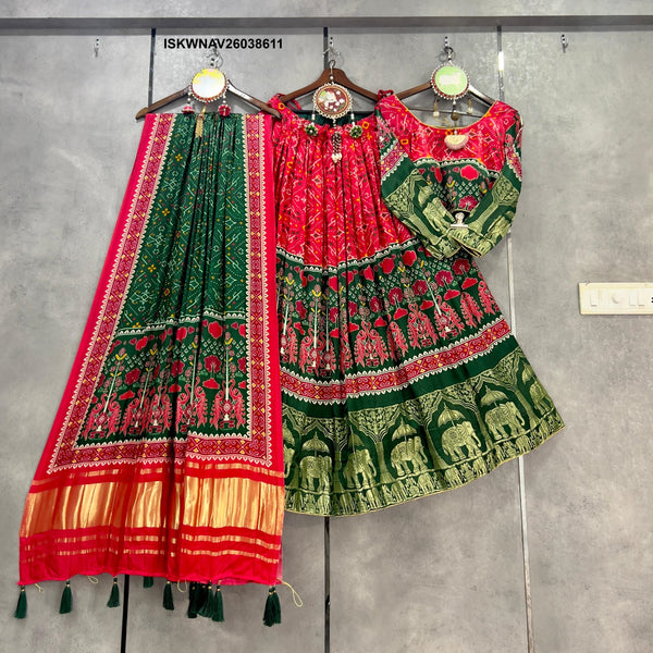 Digital Printed Gaji Silk Lehenga With Blouse And Dupatta-ISKWNAV26038611