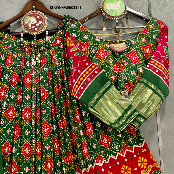 Digital Printed Gaji Silk Lehenga With Blouse And Dupatta-ISKWNAV26038611
