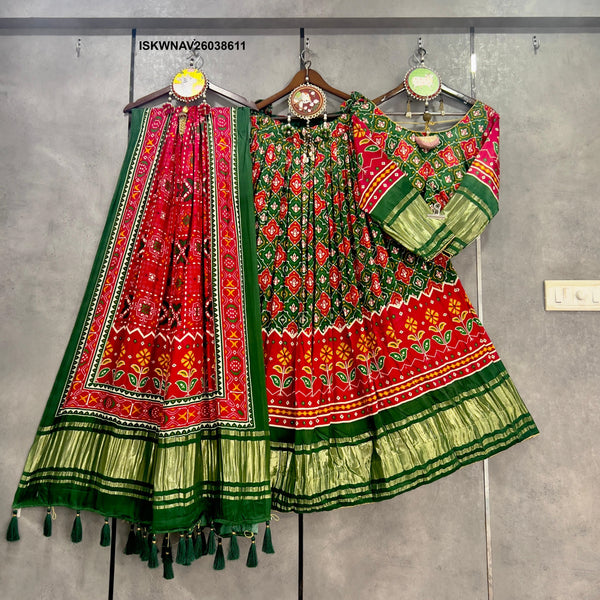 Digital Printed Gaji Silk Lehenga With Blouse And Dupatta-ISKWNAV26038611