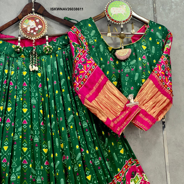 Digital Printed Gaji Silk Lehenga With Blouse And Dupatta-ISKWNAV26038611