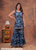 Digital Printed Maslin Kurti With Sharara And Tie And Dye Printed Chanderi Dupatta-ISKWSH26038009