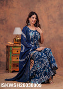 Digital Printed Maslin Kurti With Sharara And Tie And Dye Printed Chanderi Dupatta-ISKWSH26038009