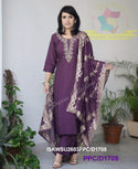 Embroidered Silk Kurti With Pant And Banarasi Weaved Dupatta-ISKWSU2603PPC/D1705