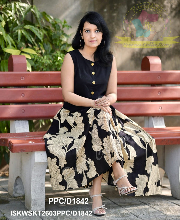 Cotton Top With Floral Printed Skirt-ISKWSKT2603PPC/D1842