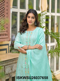 Embroidered Cotton Kurti With Pant And Dupatta-ISKWSU26037658