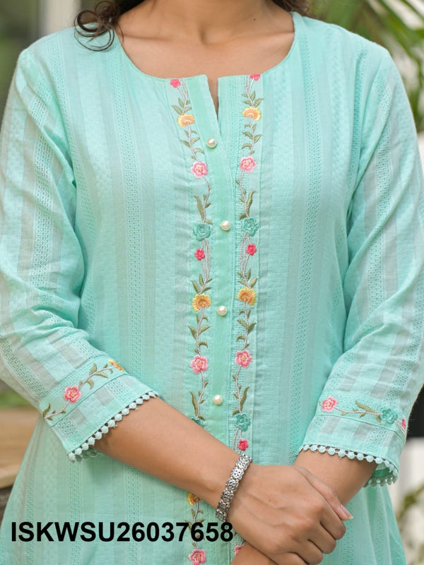 Embroidered Cotton Kurti With Pant And Dupatta-ISKWSU26037658