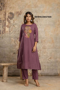 Embroidered Cotton A-Line Kurti With Pant And Dupatta-ISKWSU26037655