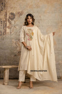 Embroidered Cotton A-Line Kurti With Pant And Dupatta-ISKWSU26037655
