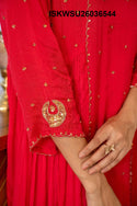 Embroidered Chinon Anarkali Kurti With Pant And Dupatta-ISKWSU26036544