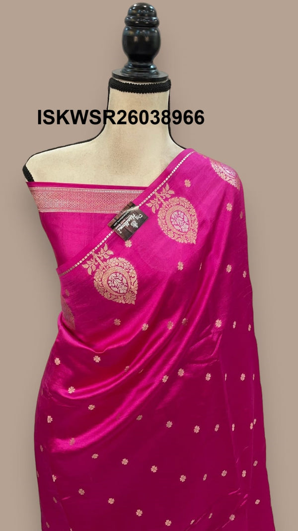 Banarasi Silk Saree With Zari Weaved Brocade Blouse-ISKWSR26038966