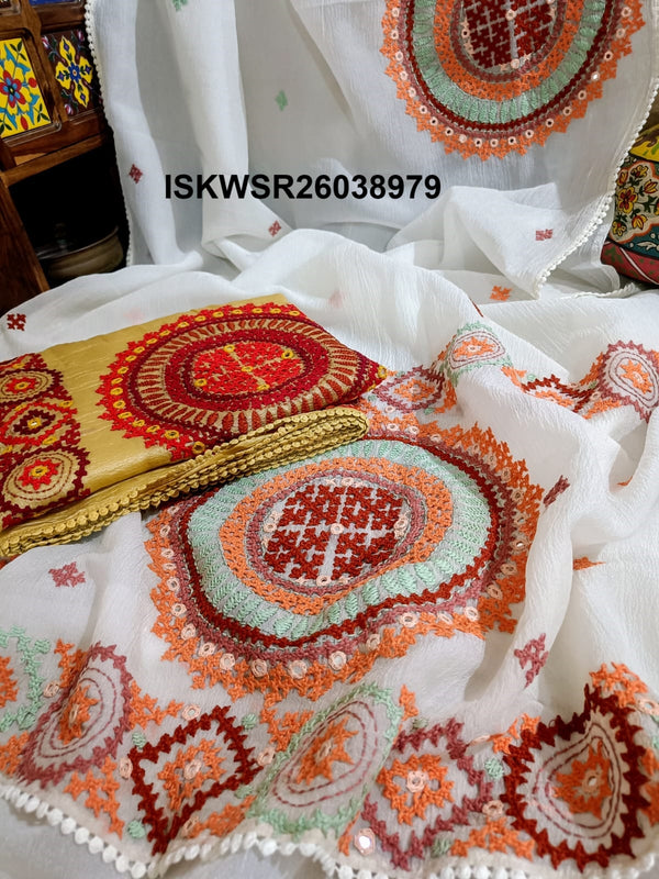 Embroidered Chiffon Saree With Blouse-ISKWSR26038979