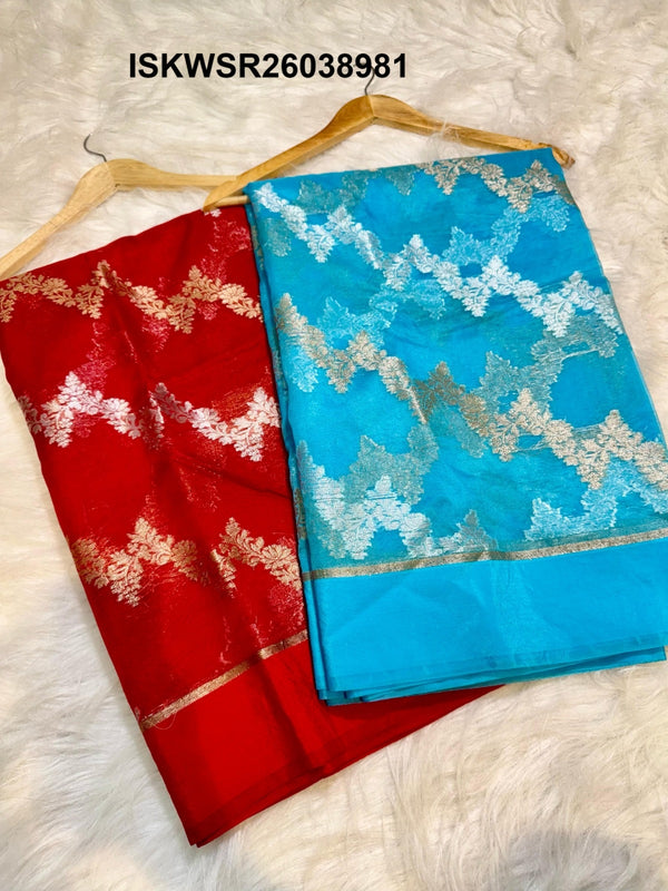 Handloom Kora Organza Silk Saree With Jacquard Blouse-ISKWSR26038981