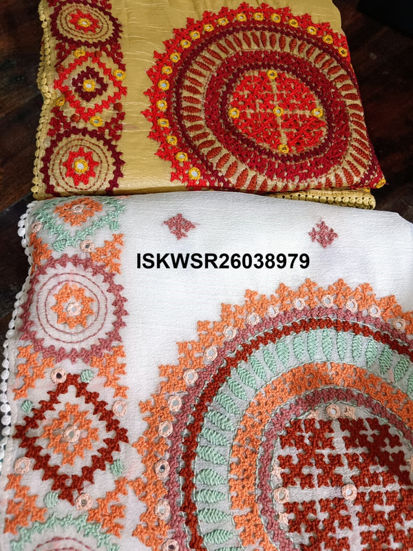 Embroidered Chiffon Saree With Blouse-ISKWSR26038979