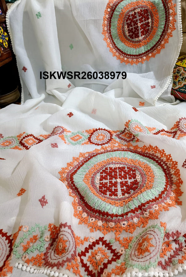 Embroidered Chiffon Saree With Blouse-ISKWSR26038979
