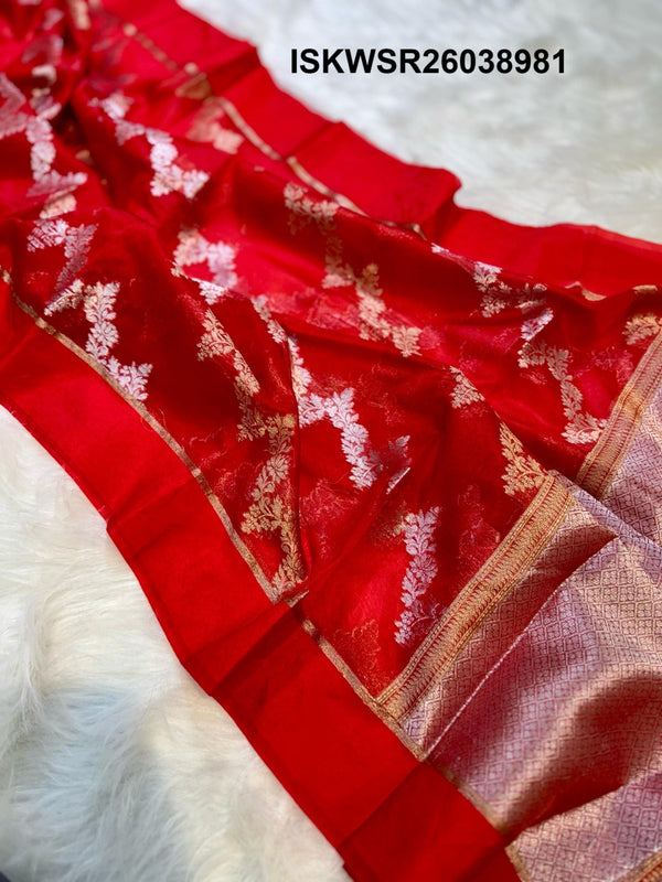 Handloom Kora Organza Silk Saree With Jacquard Blouse-ISKWSR26038981