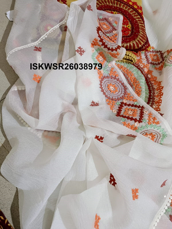 Embroidered Chiffon Saree With Blouse-ISKWSR26038979