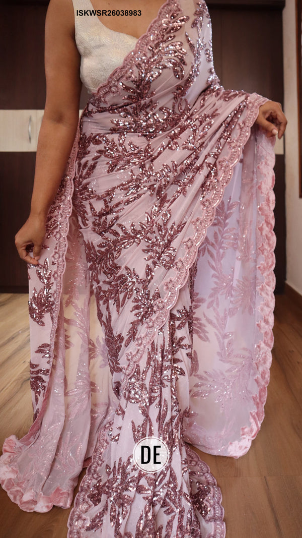 Embroidered Lycra Saree With Blouse-ISKWSR26038983