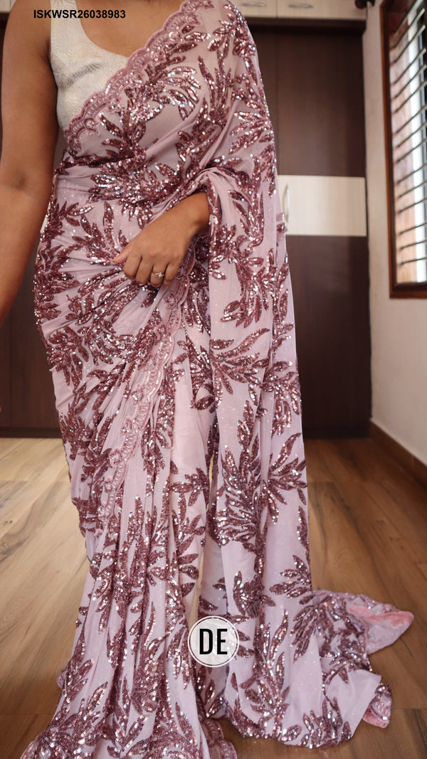 Embroidered Lycra Saree With Blouse-ISKWSR26038983