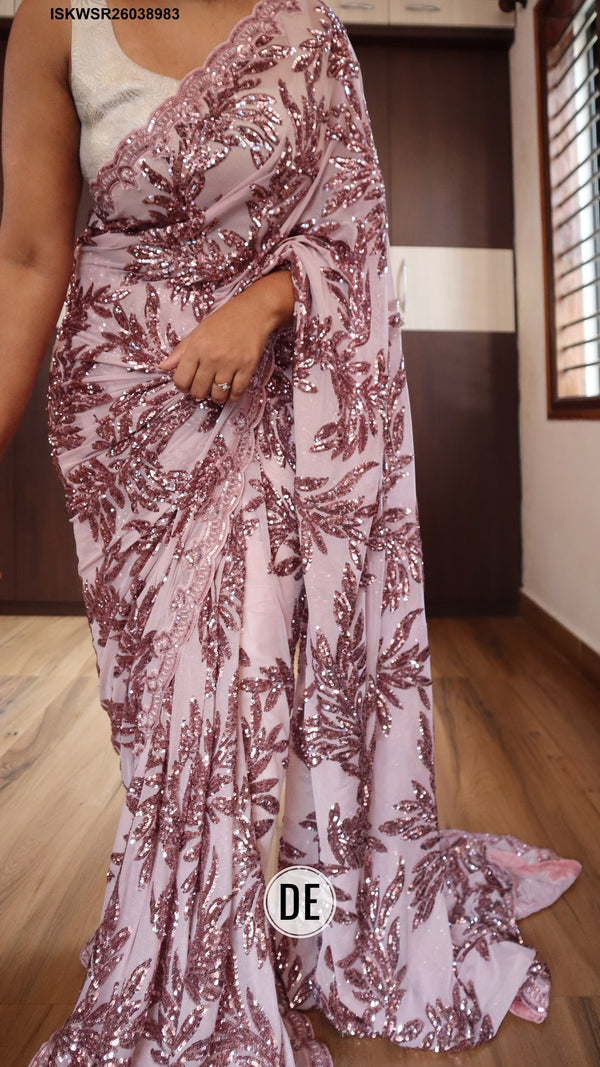 Embroidered Lycra Saree With Blouse-ISKWSR26038983