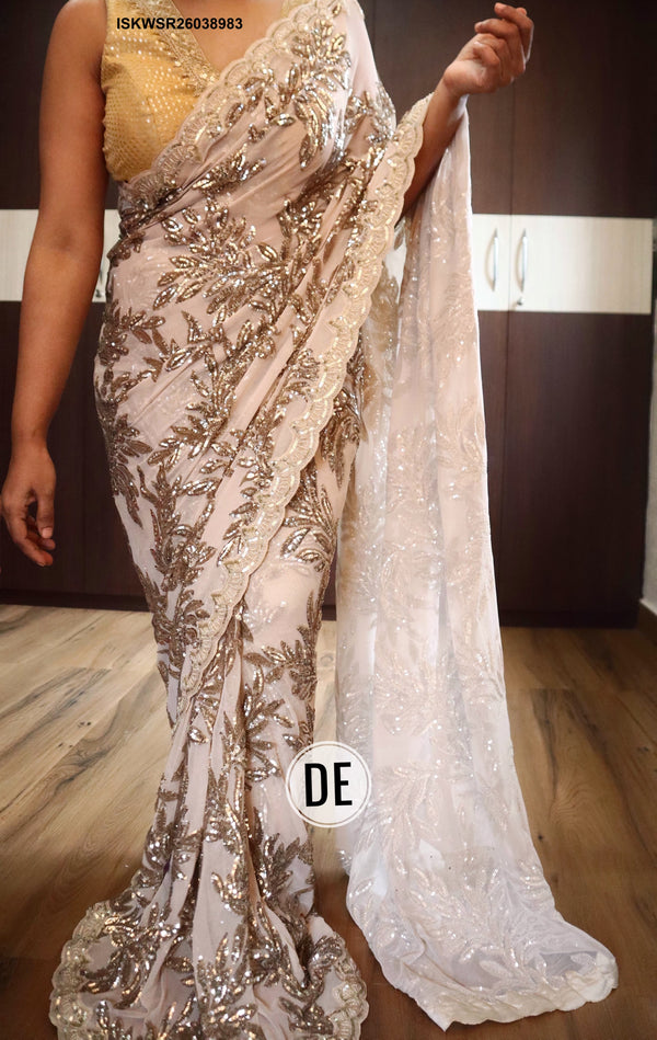 Embroidered Lycra Saree With Blouse-ISKWSR26038983
