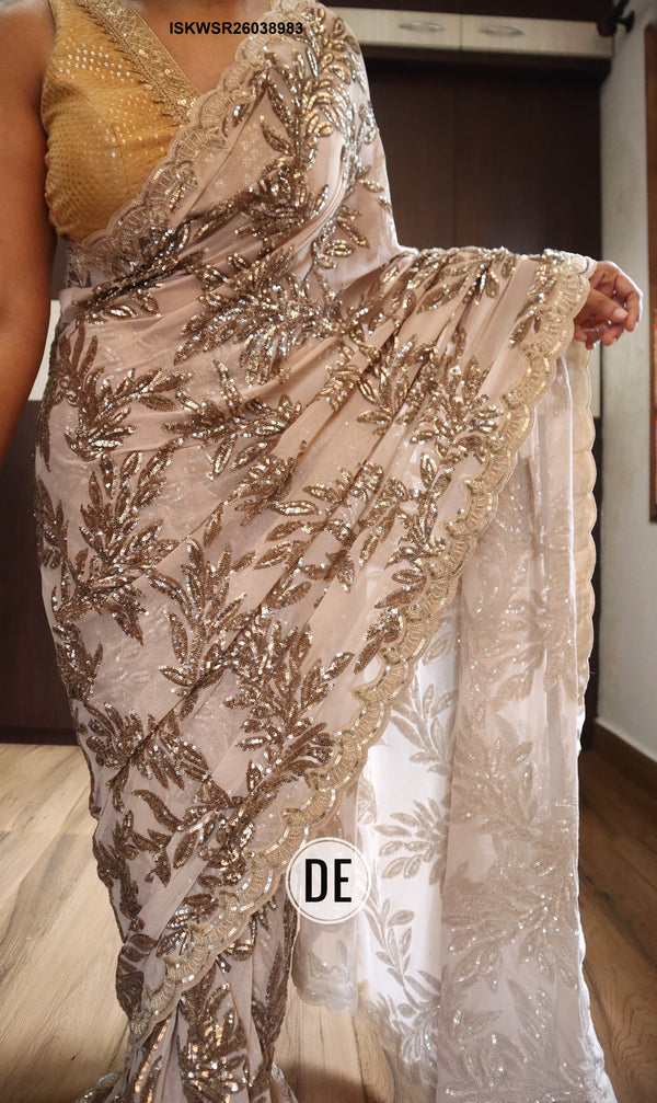 Embroidered Lycra Saree With Blouse-ISKWSR26038983