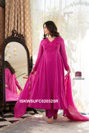 Embroidered Cotton Flared Kurti With Pant And Dupatta-ISKWSUFC020325B/FC020325R