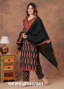 Bagru Printed Cotton Kurti With Pant And Dupatta-ISKWSU08047641