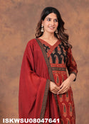 Bagru Printed Cotton Kurti With Pant And Dupatta-ISKWSU08047641