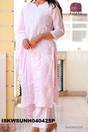 Chikankari Malmal Cotton Kurti With Cotton Pant And Dupatta-ISKWSUNH040425S/NH040425P/NH040425Y