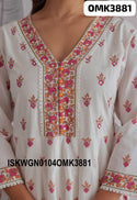 Floral Hand Block Printed Cotton Gown With Dupatta-ISKWGN0104OMK3881