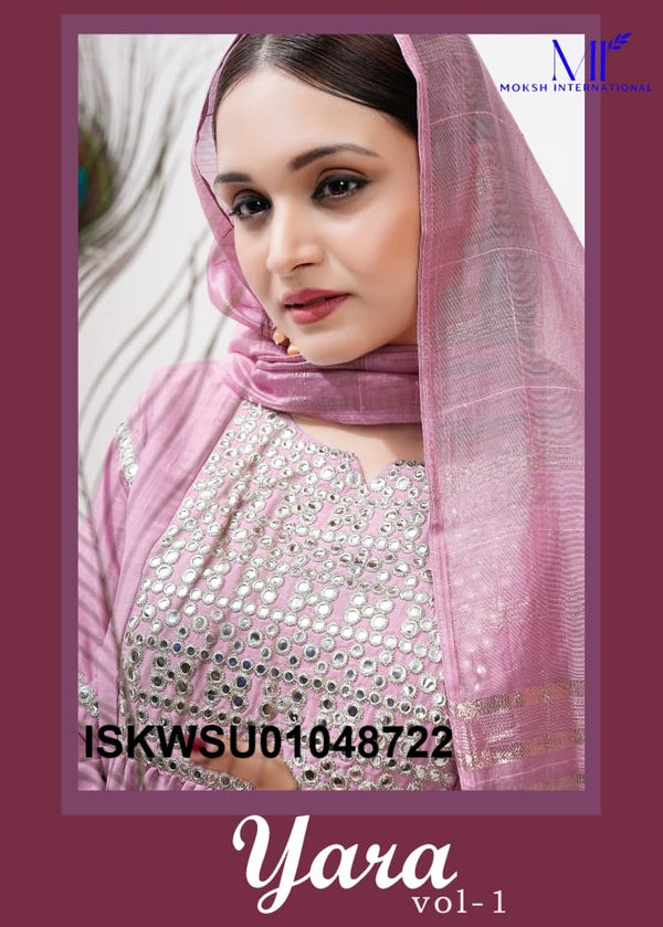 Embroidered Silk Kurti With Pant And Banarasi Dupatta-ISKWSU01048722