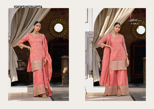 Shimmer Kurti With Sharara And Embroidered Dupatta-ISKWSH02048976