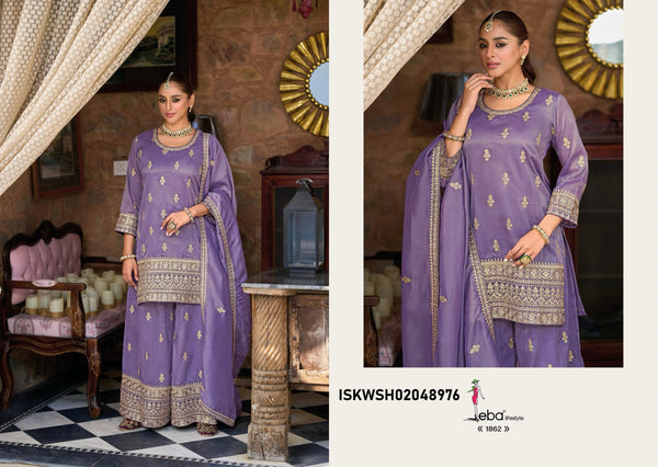 Shimmer Kurti With Sharara And Embroidered Dupatta-ISKWSH02048976