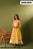 Printed Maslin Anarkali Kurti With Shantoon Pant And Chiffon Dupatta-ISKWSU0104OMK3891