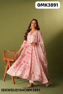 Printed Maslin Anarkali Kurti With Shantoon Pant And Chiffon Dupatta-ISKWSU0104OMK3891