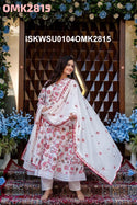 Floral Printed Cotton Anarkali Kurti With Pant And Dupatta-ISKWSU0104OMK2815
