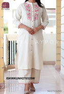 Embroidered Linen Cotton Kurti With Pant-ISKWKUNH270325W