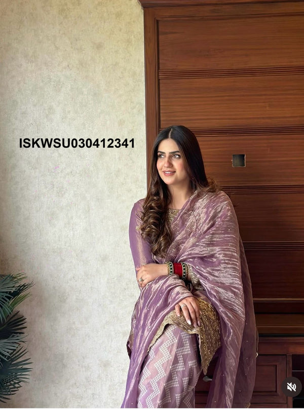 Embroidered Tissue Net Kurti With Pant And Dupatta-ISKWSU030412341