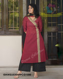 Handloom Cotton Kurti With Palazzo And Dupatta-ISKWSU0304PPC/D1590