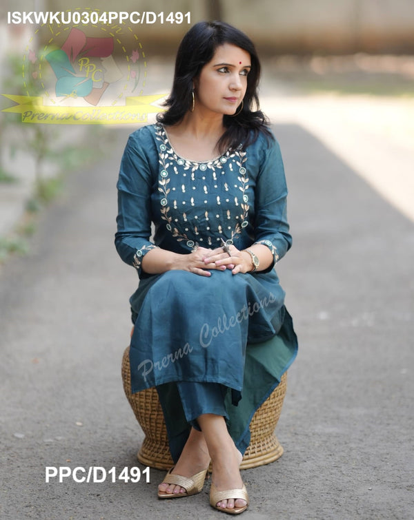 Embroidered Silk Kurti With Pant-ISKWKU0304PPC/D1491
