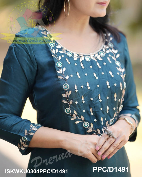 Embroidered Silk Kurti With Pant-ISKWKU0304PPC/D1491