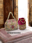 Embroidered Velvet Bag And Velvet Potli -ISKBG010434564