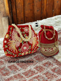 Embroidered Velvet Bag And Velvet Potli -ISKBG010434564