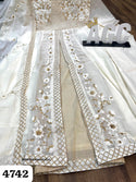 Embroidered Malmal Cotton Front Slit Kurti With Pant And Dupatta-ISKWSU0304AGC4742
