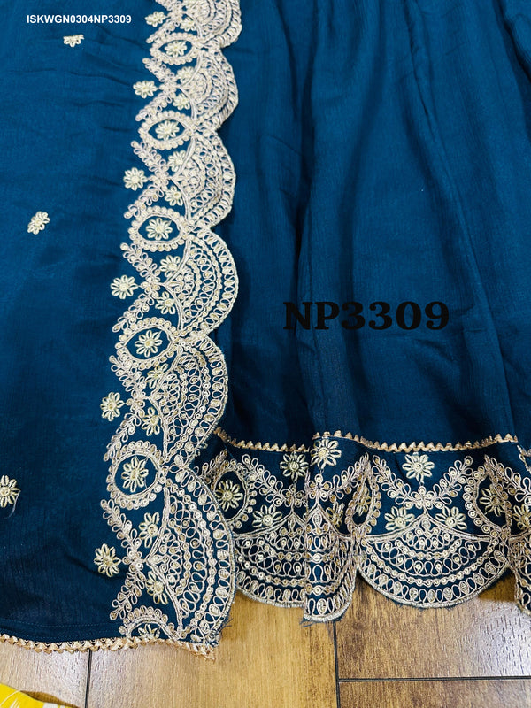 Embroidered Chinon Silk Gown With Dupatta-ISKWGN0304NP3309