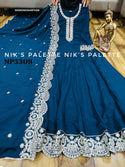 Embroidered Chinon Silk Gown With Dupatta-ISKWGN0304NP3309