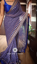 Printed Khadi Georgette Silk Saree With Blouse-ISKWSR0304010425