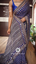 Printed Khadi Georgette Silk Saree With Blouse-ISKWSR0304010425