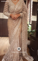 Embroidered Shimmer Net Saree With Ready To Wear Blouse-ISKWSR020453233